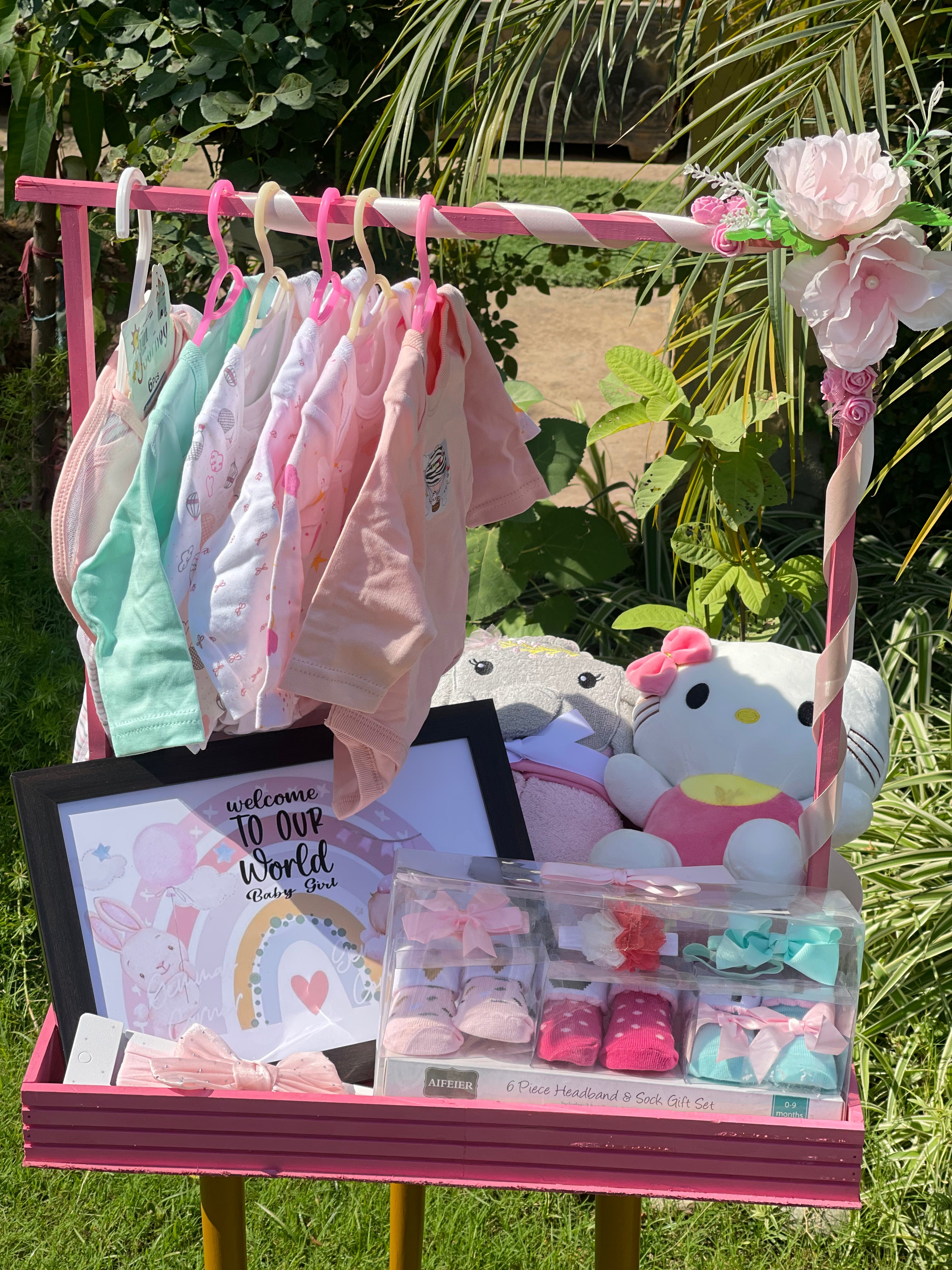 Deluxe Baby Girl Welcome Gift Basket Deluxe Baby Girl Welcome Gift Basket