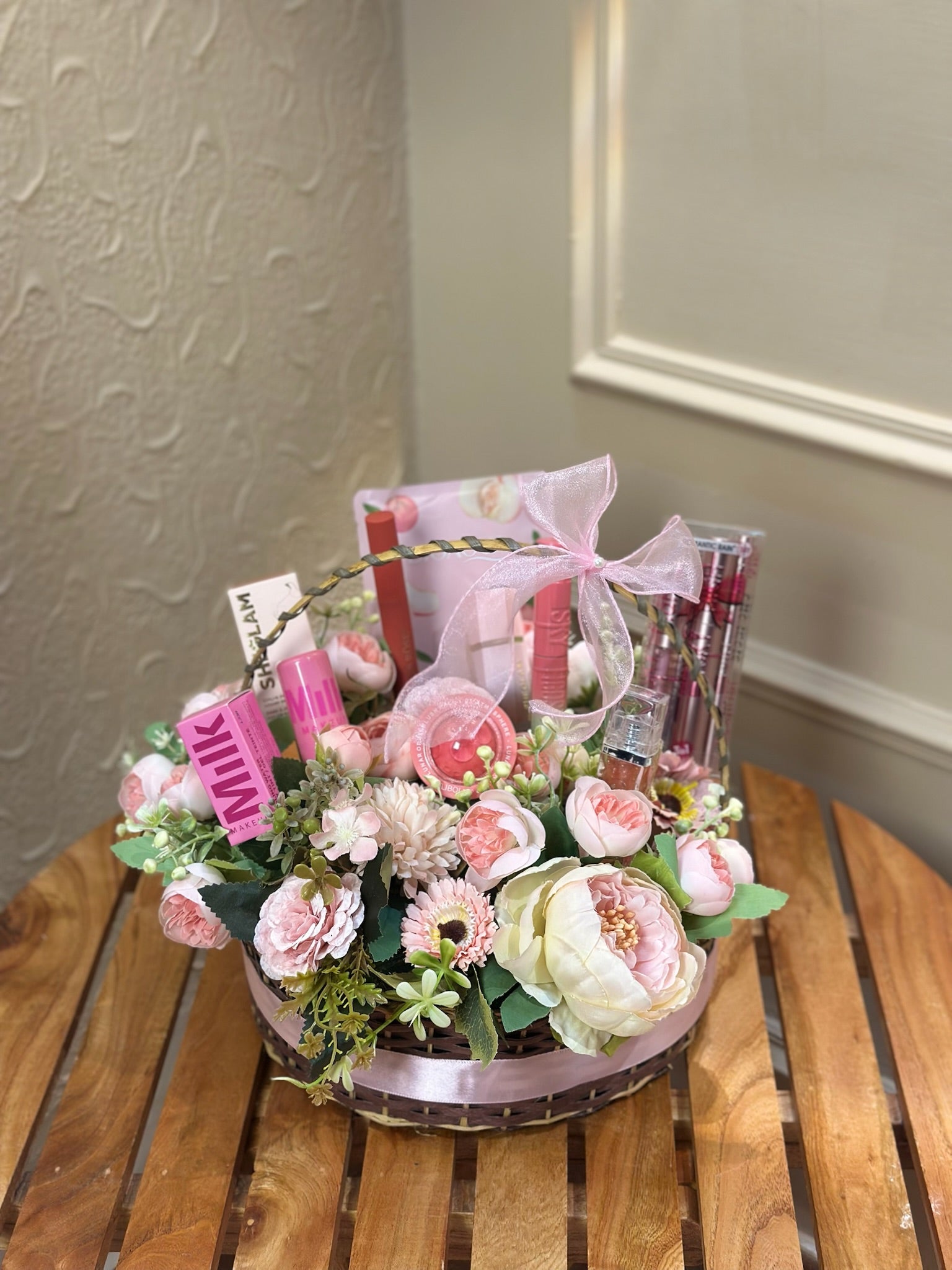 Cute Pink Makeup Basket