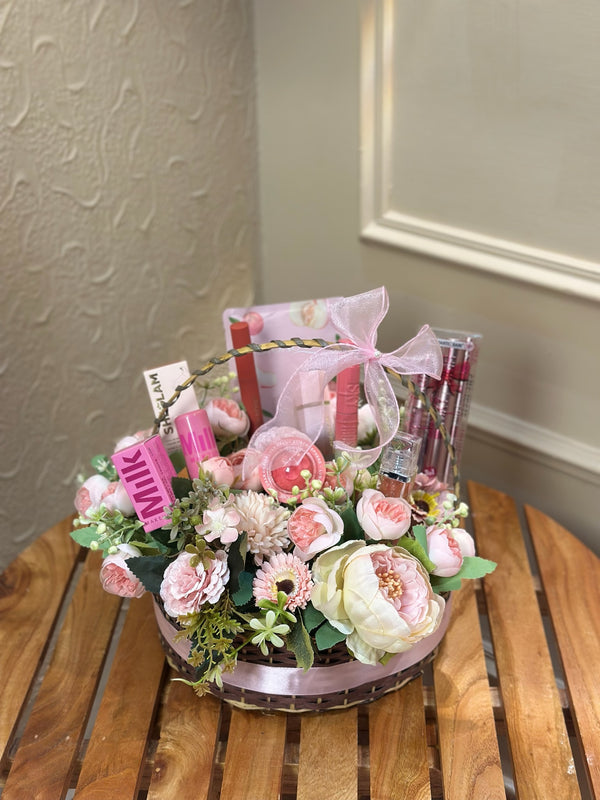 Cute Pink Makeup Basket