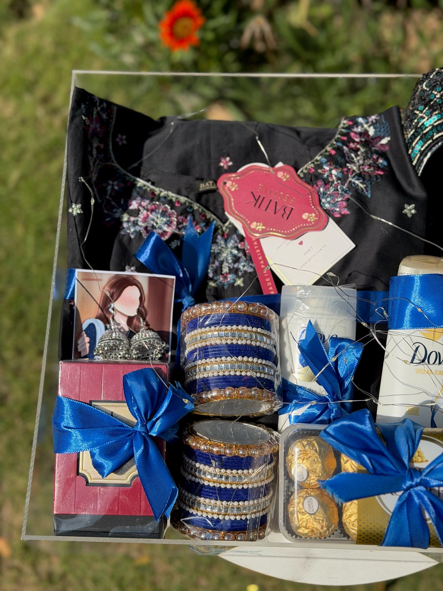 Premium Black and Blue Acrylic Box For Her