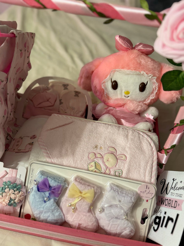 Wooden Baby Girl Basket