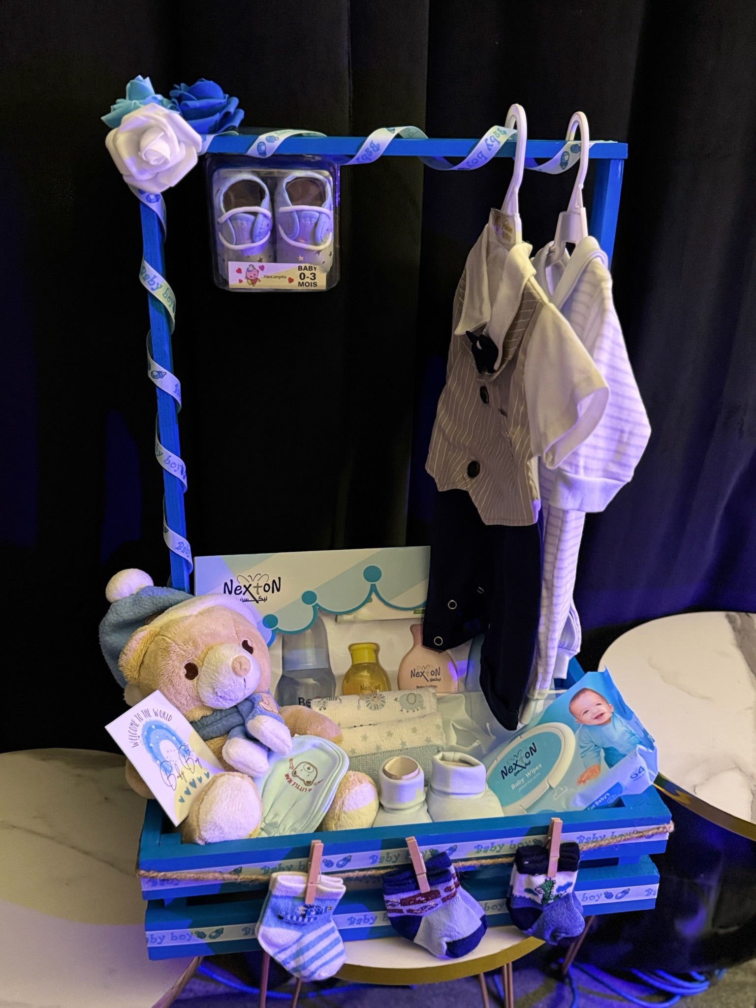 Baby Boy Wooden Basket