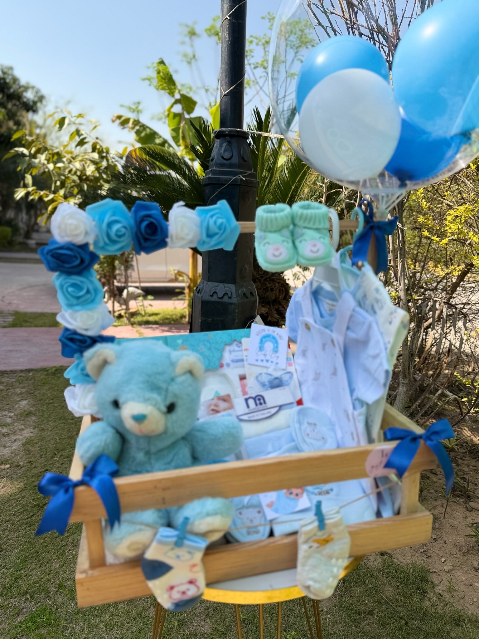 Baby Boy Premium Wooden Hamper