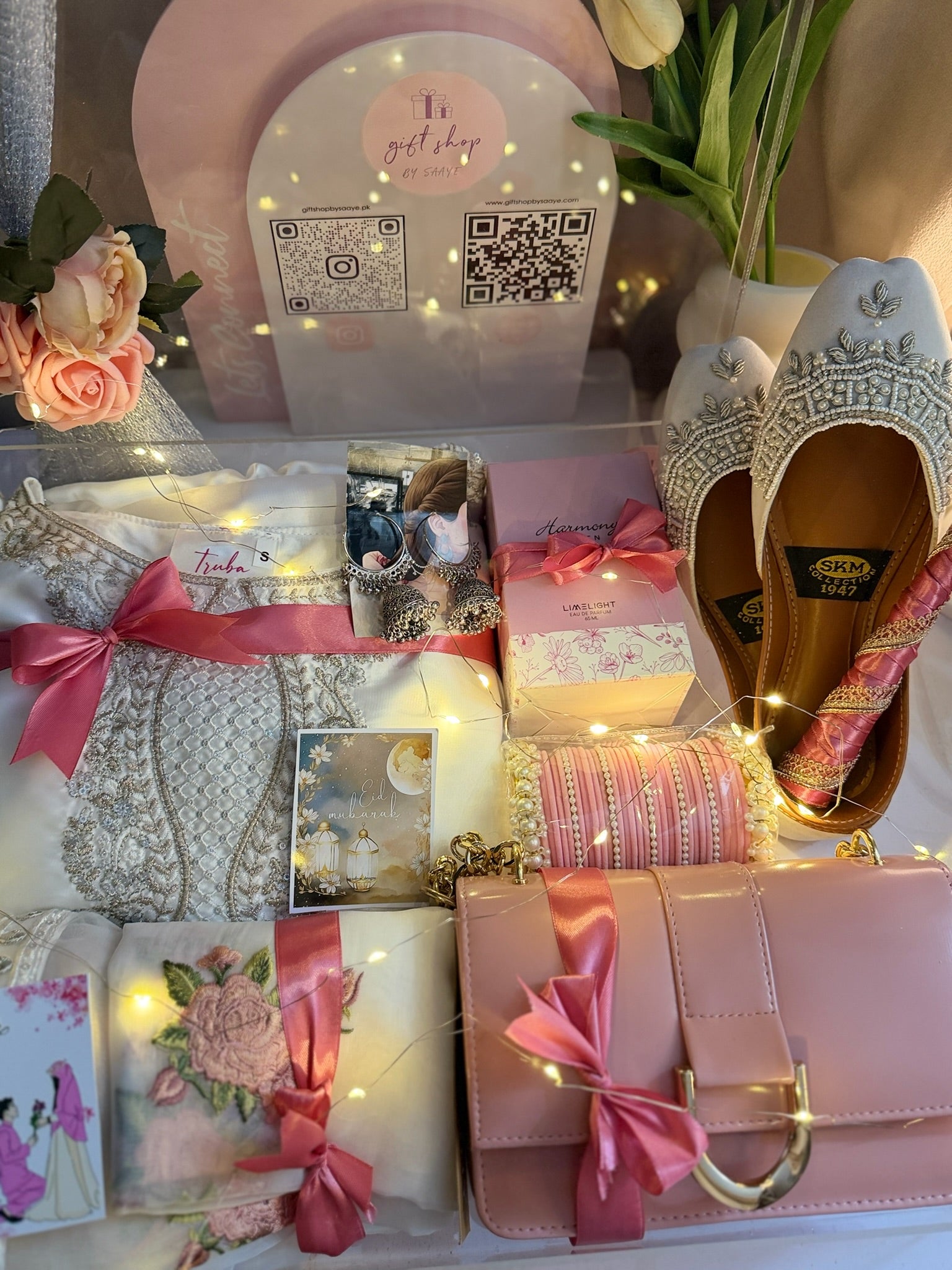 Premium White and Pink Acrylic Box