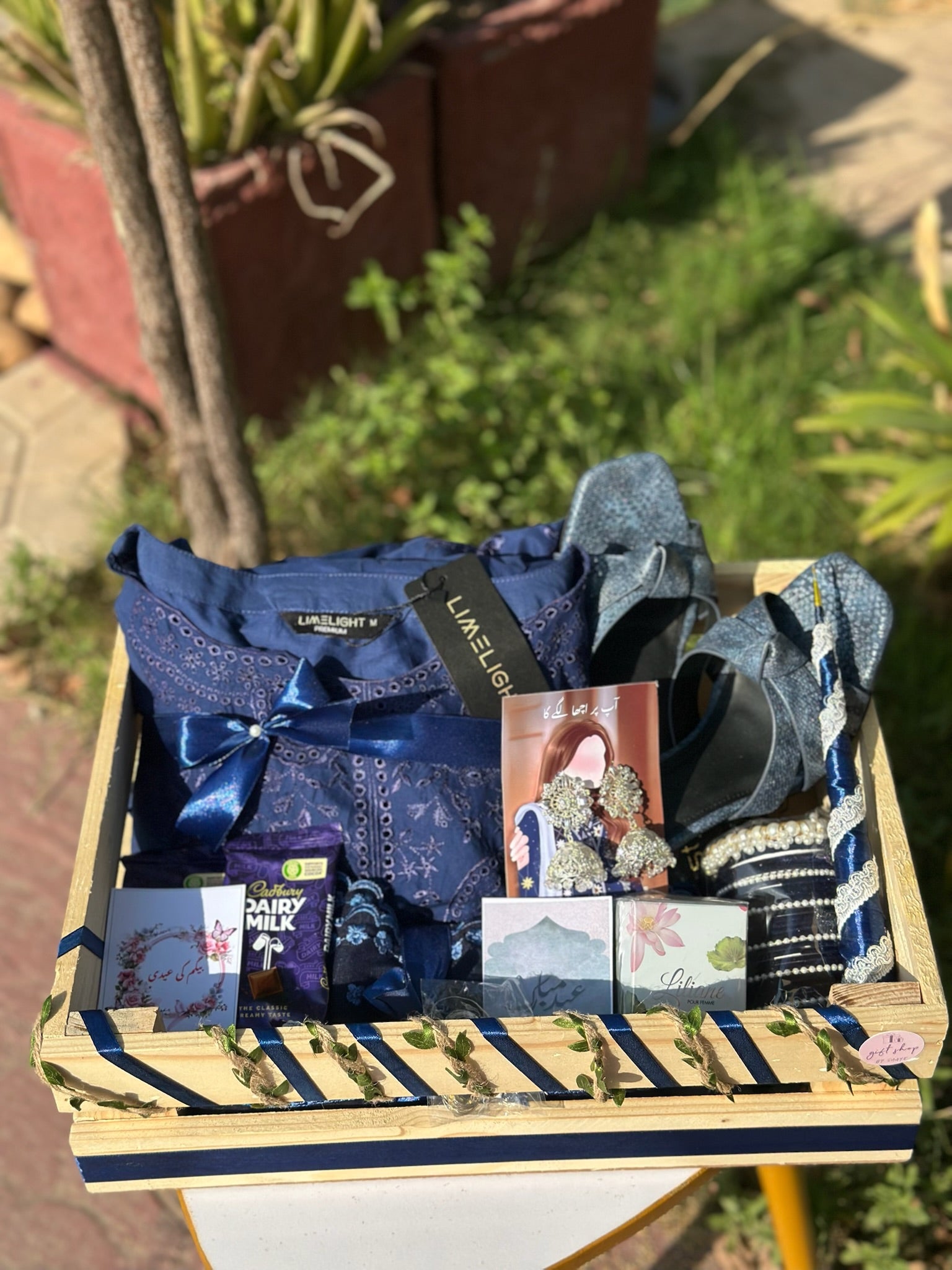 Blue Themed Wooden Crate For Her