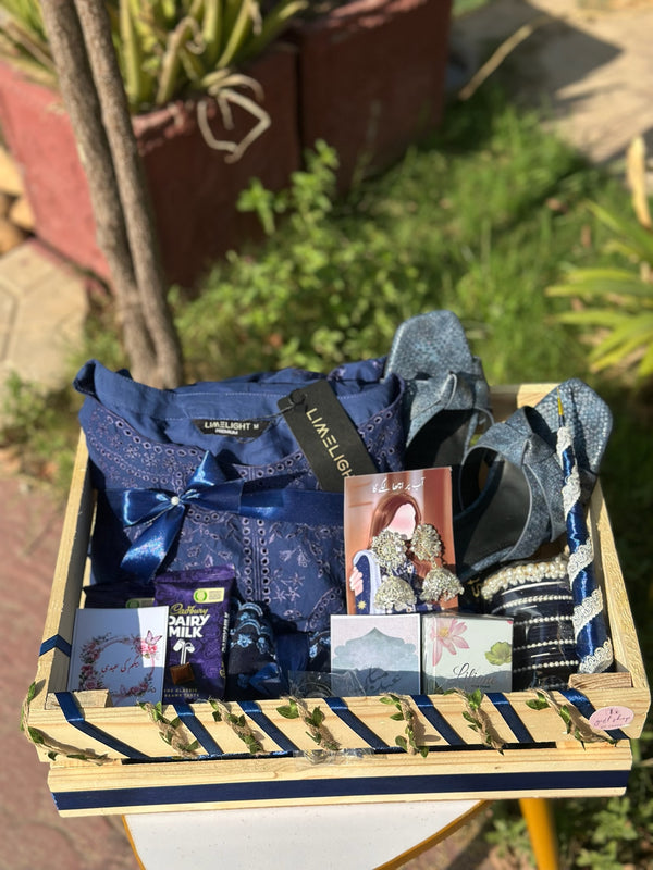 Blue Themed Wooden Crate For Her