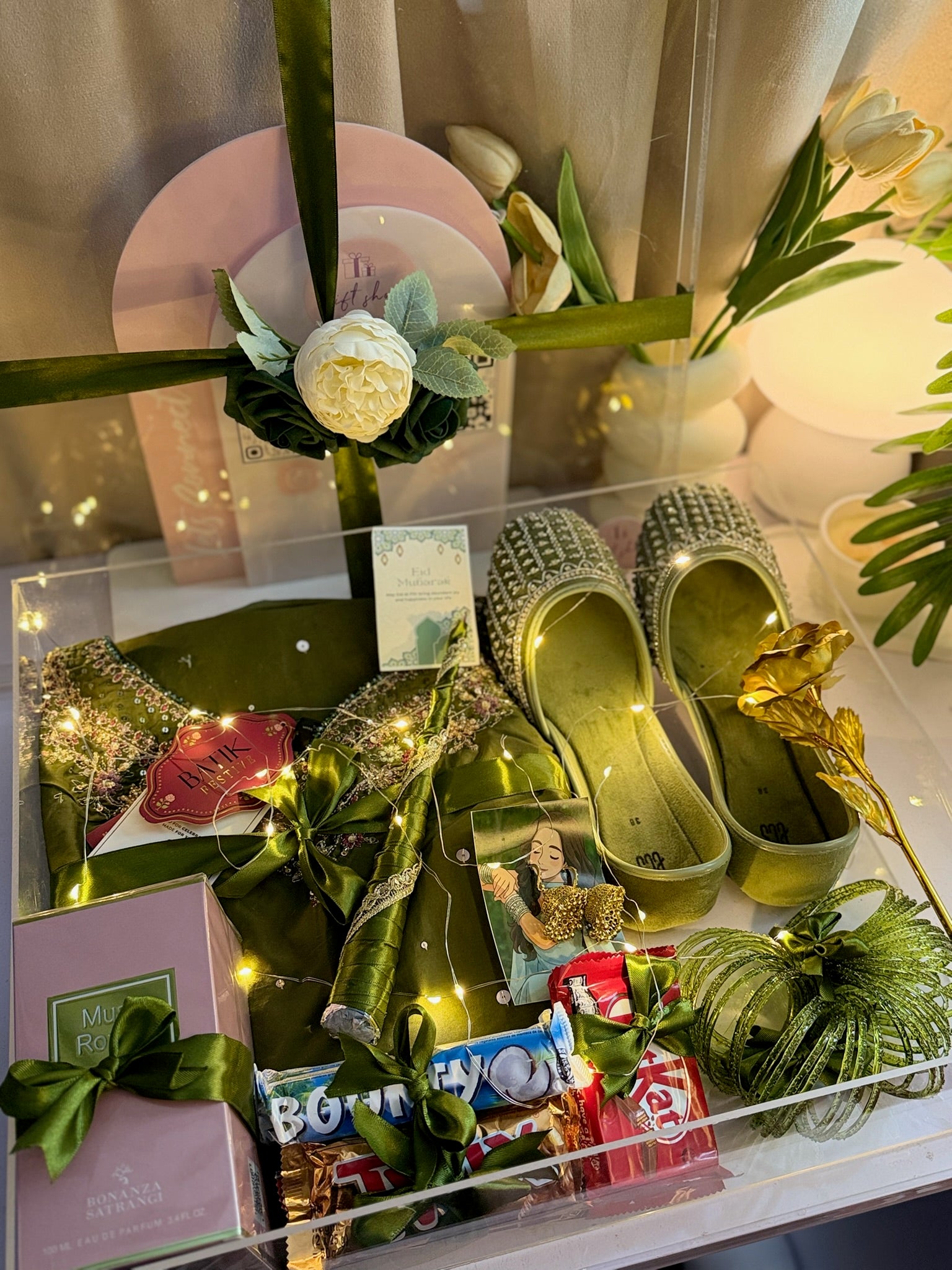 Premium Olive Acrylic Hamper For Her