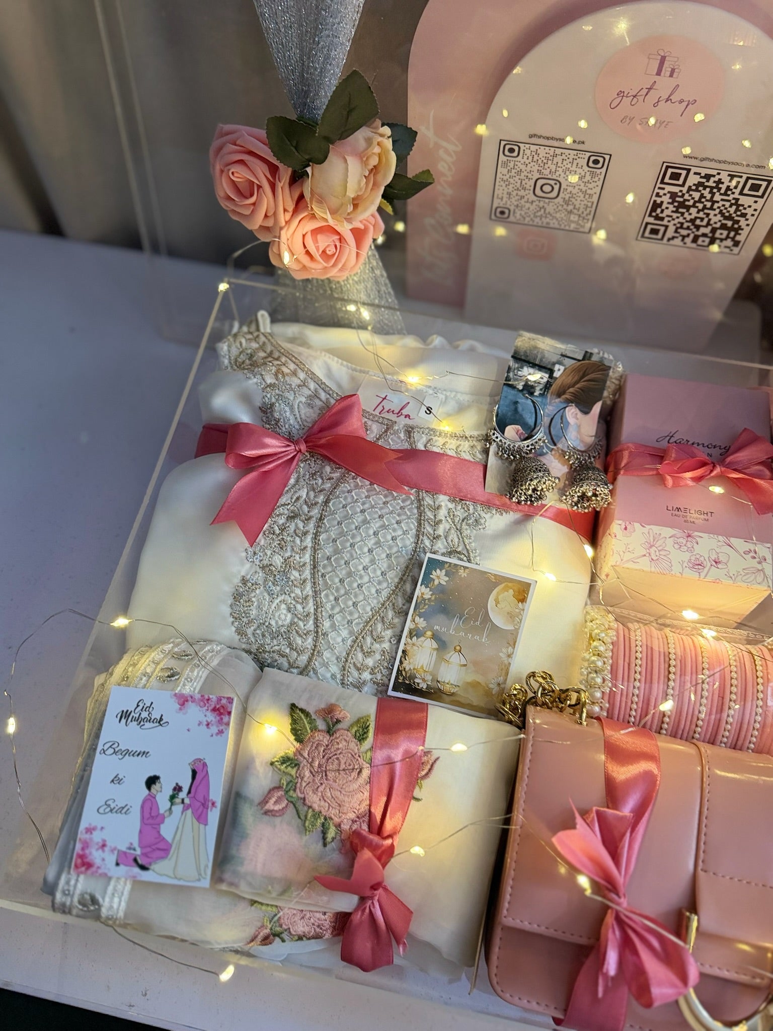 Premium White and Pink Acrylic Box