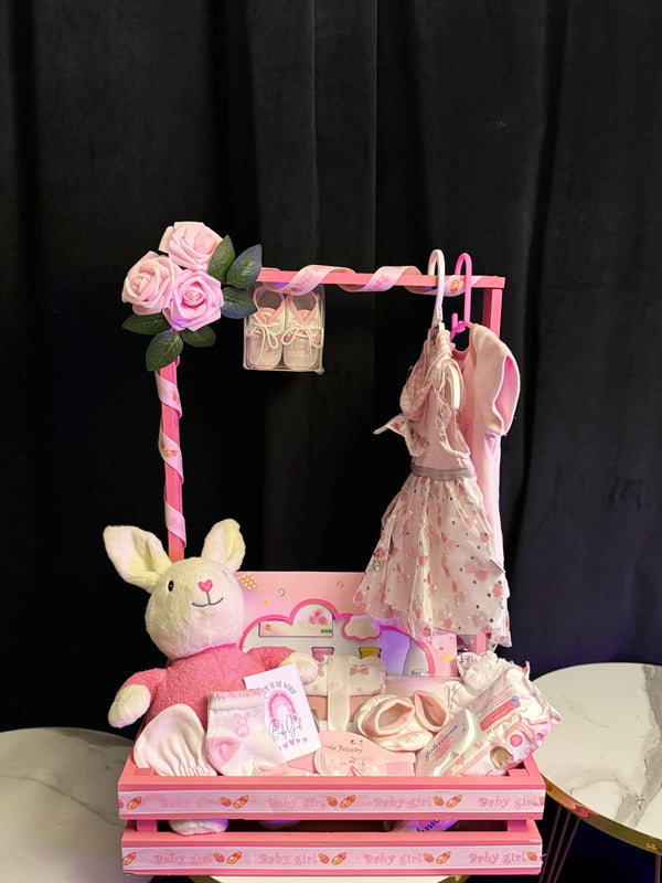 Baby Girl Wooden Basket
