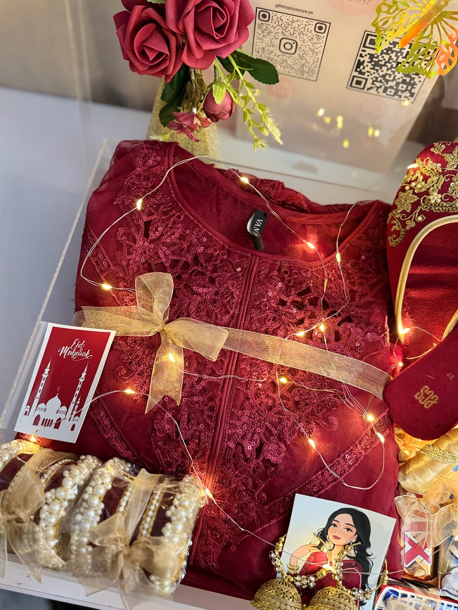 Maroon Acrylic Box For Her