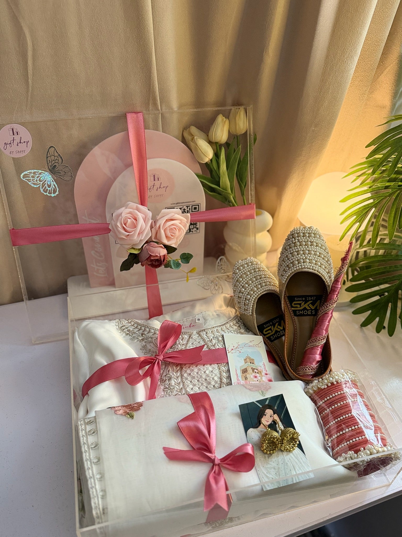 White and Pink Acrylic Box