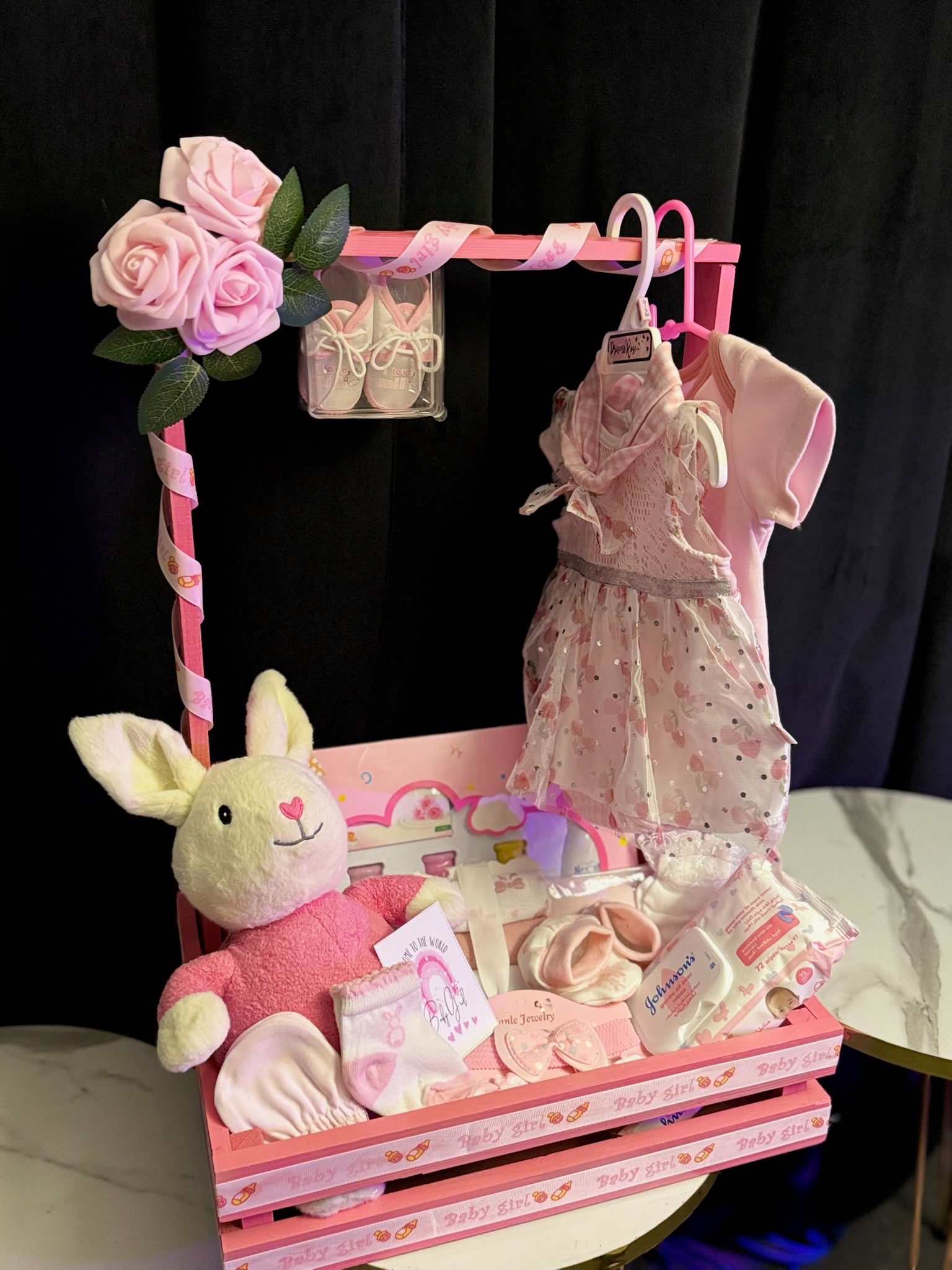 Baby Girl Wooden Basket