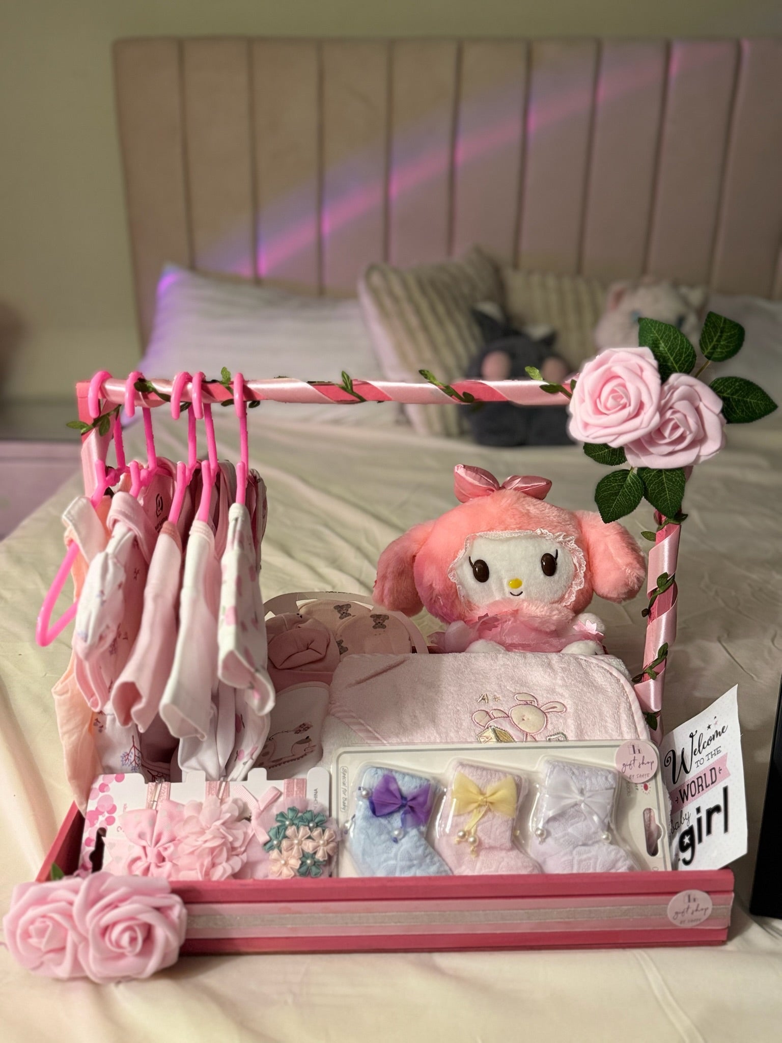 Wooden Baby Girl Basket