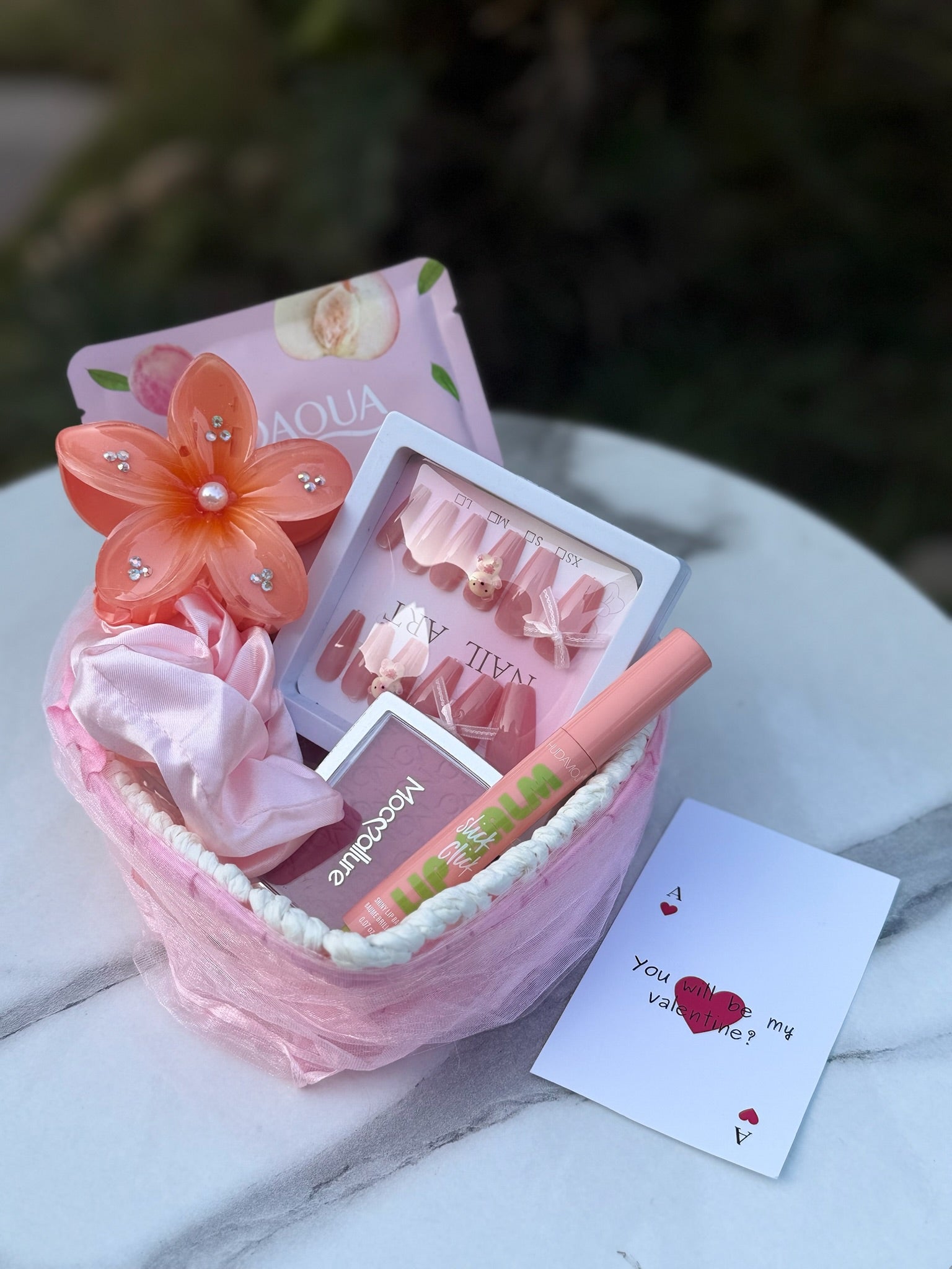 Pink Heart Basket