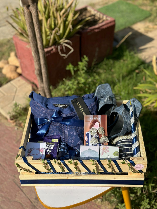 Blue Themed Wooden Crate For Her