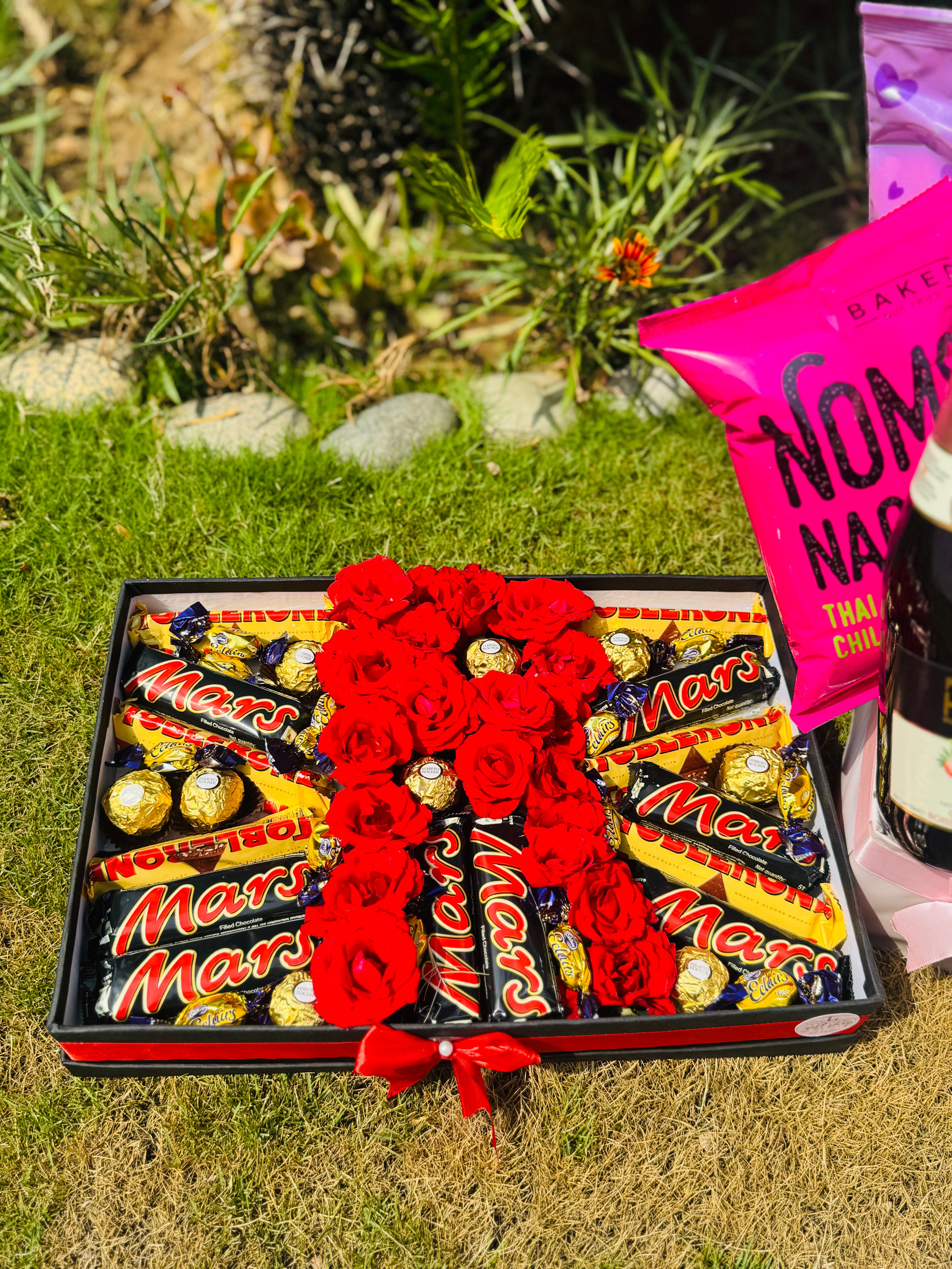 Chocolate Romance Flower Initial and Chocolate Box