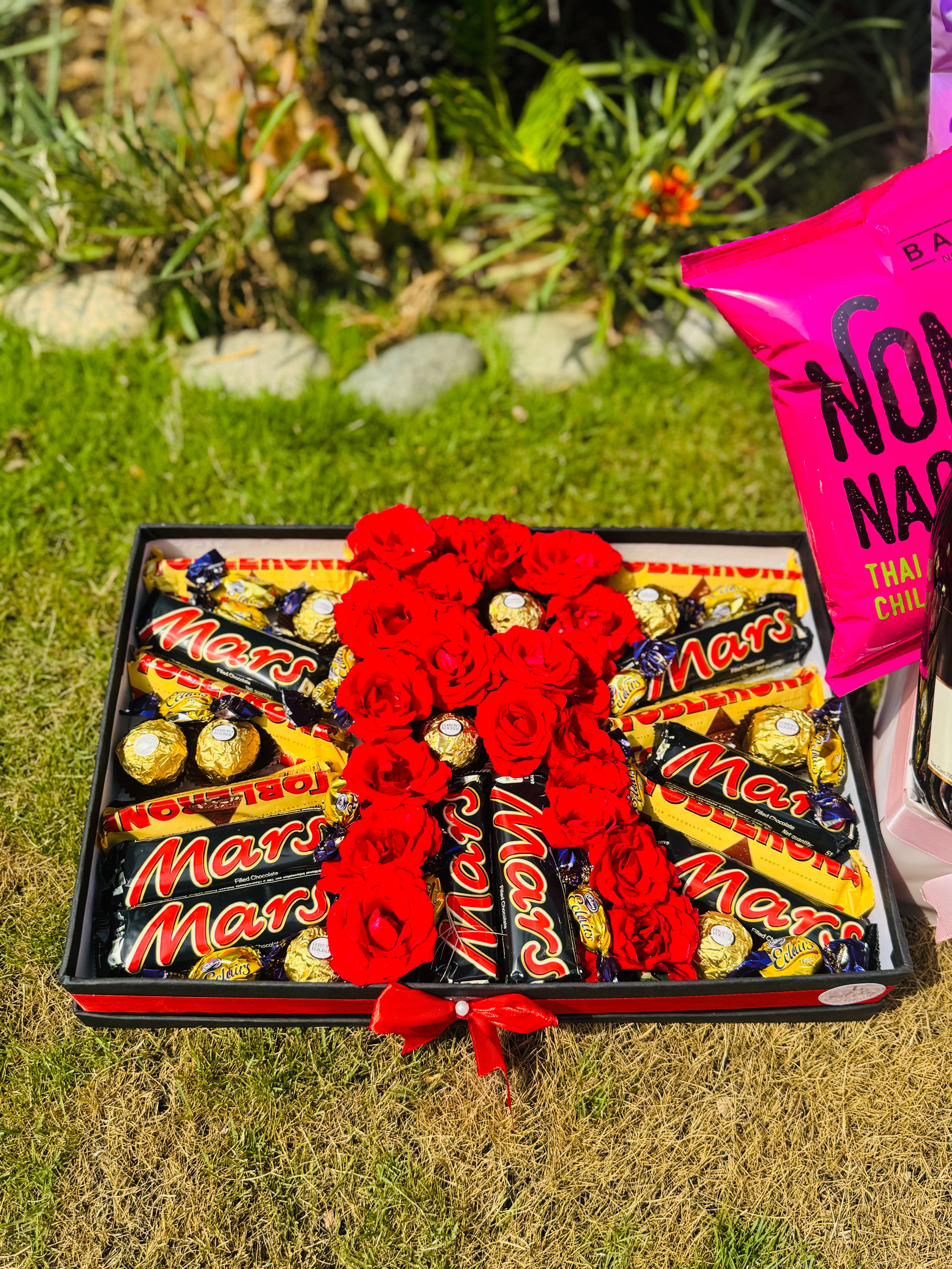 Chocolate Romance Flower Initial and Chocolate Box