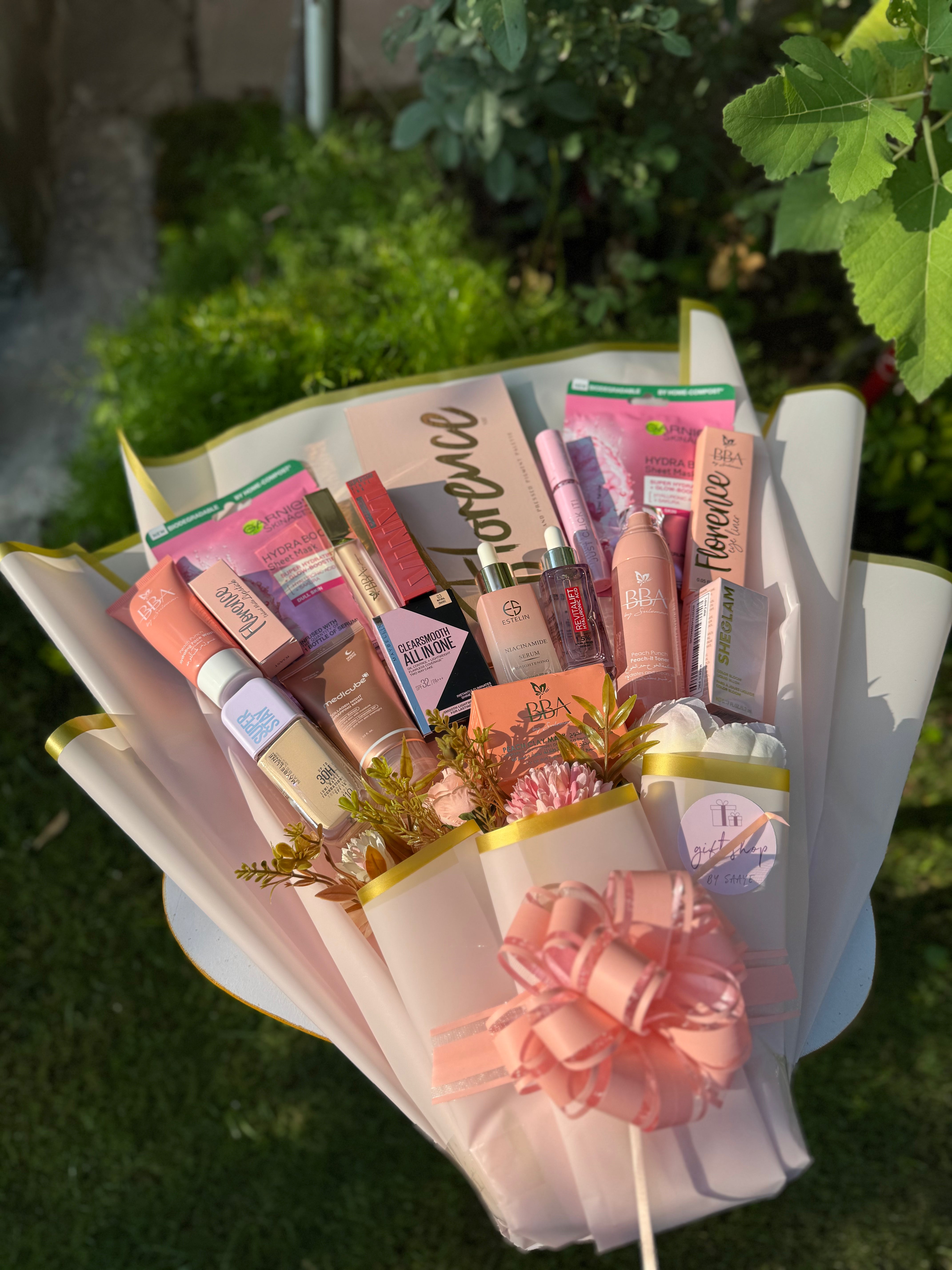 Elegance in a Box Premium Pink Makeup Bouquet