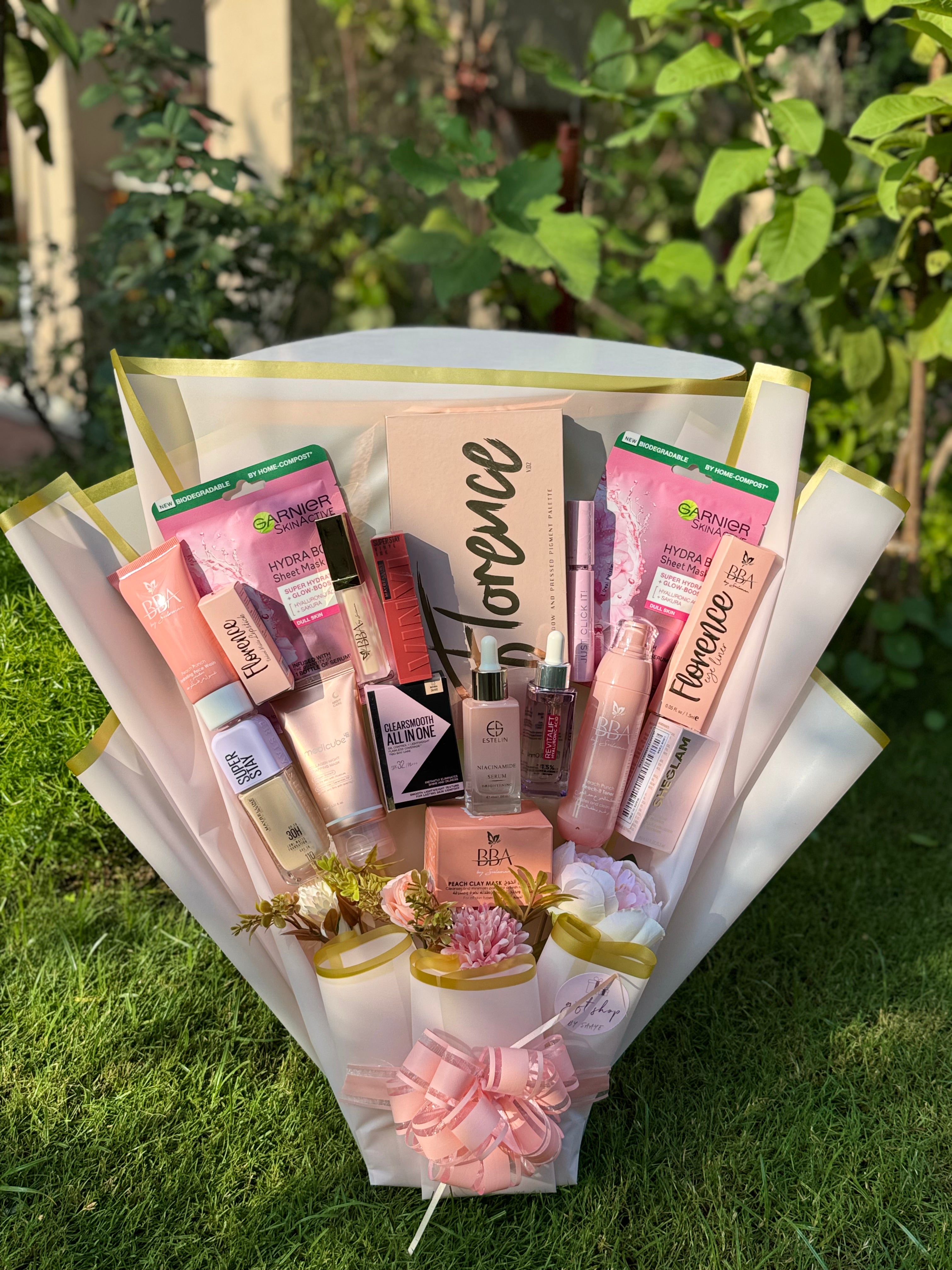 Elegance in a Box Premium Pink Makeup Bouquet
