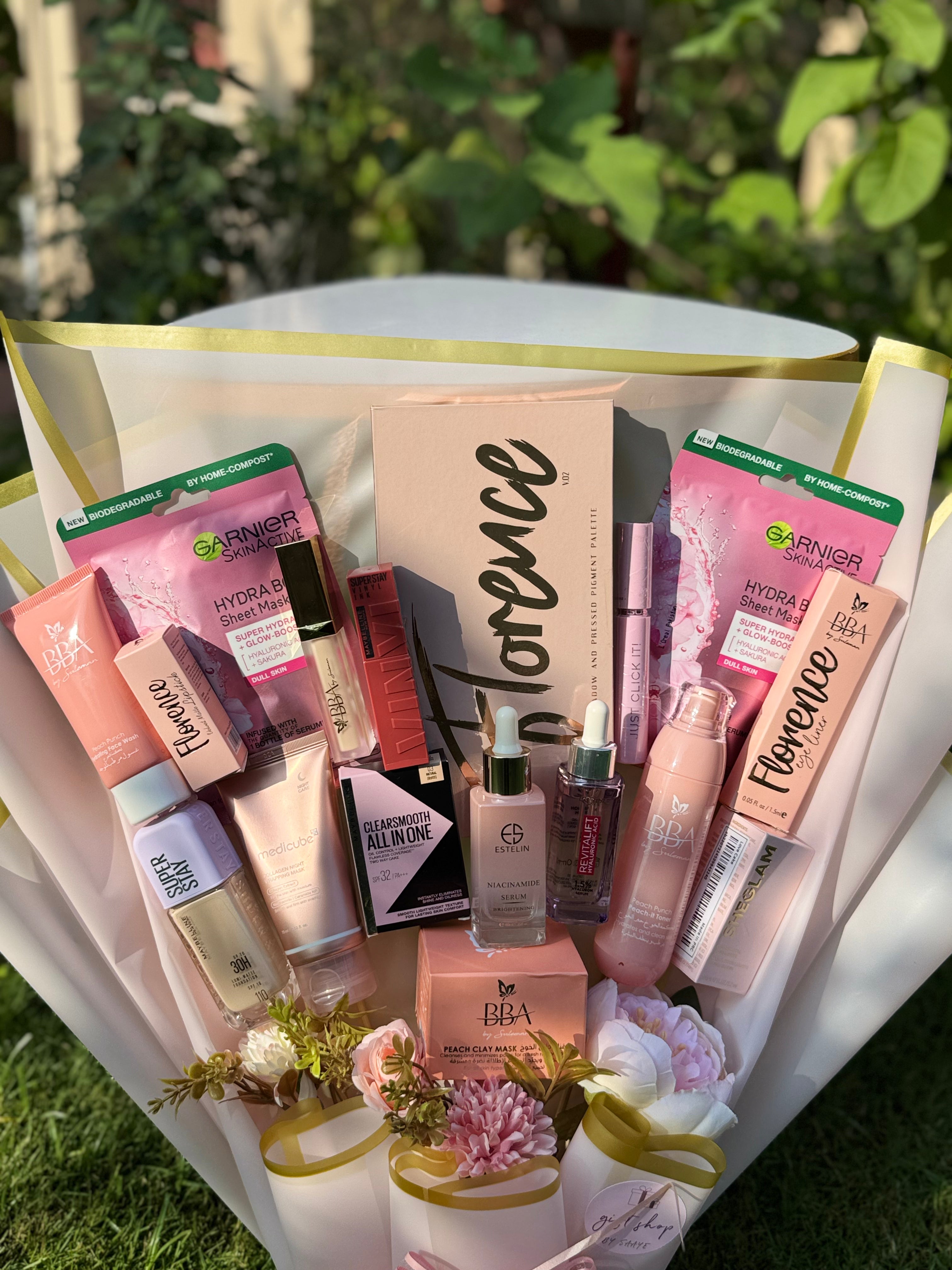 Elegance in a Box Premium Pink Makeup Bouquet