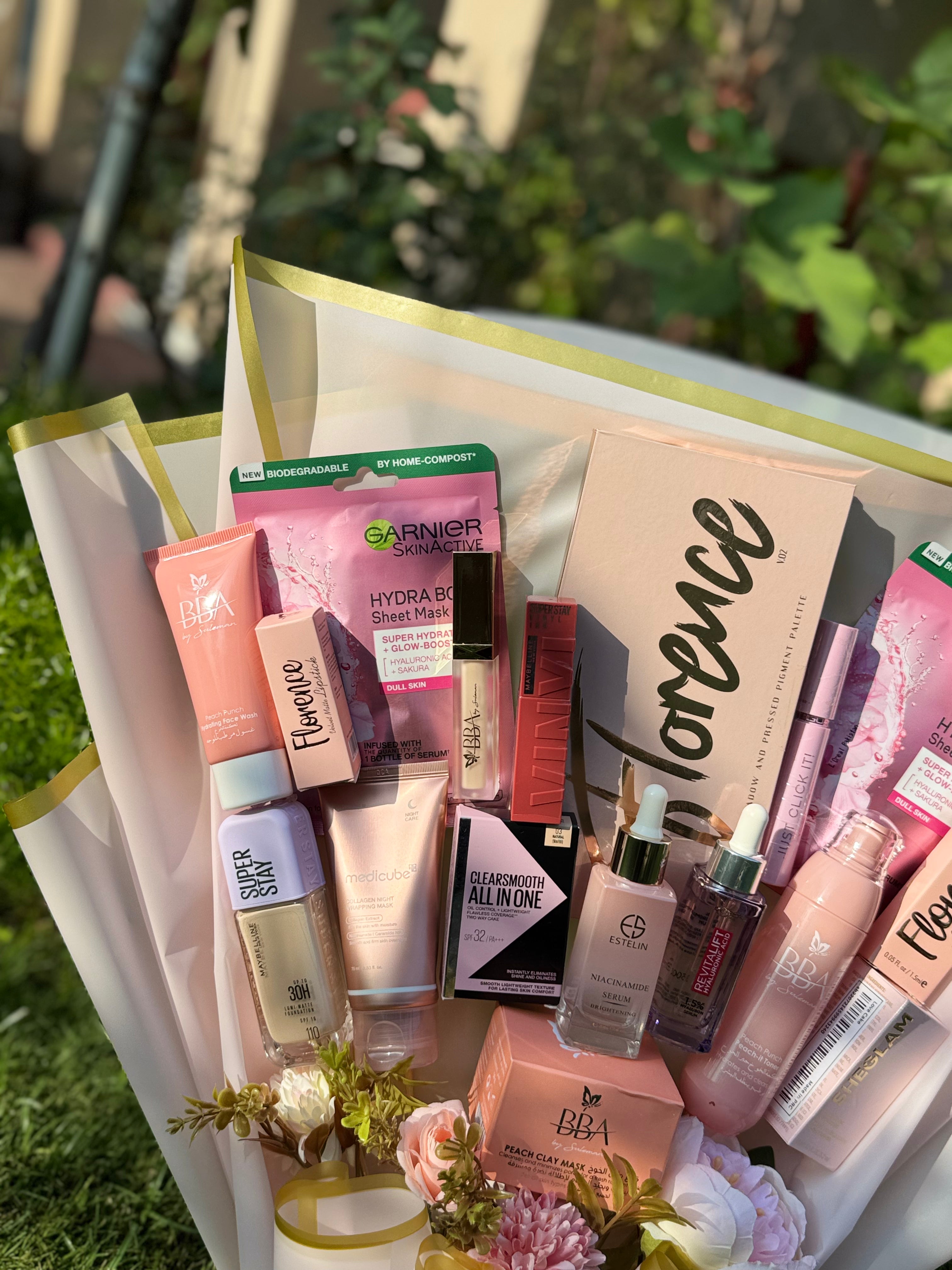 Elegance in a Box Premium Pink Makeup Bouquet