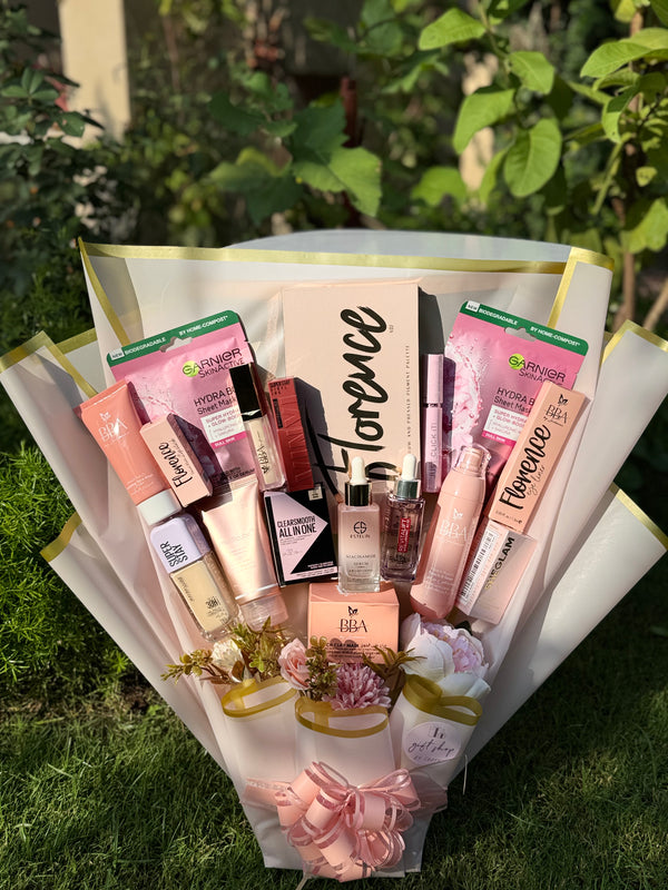 Elegance in a Box Premium Pink Makeup Bouquet