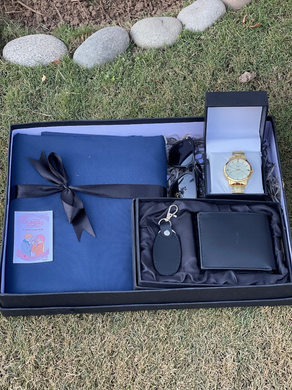 Luxury Men’s Gift Box – Suit, Wallet Set, Watch & Sunglasses